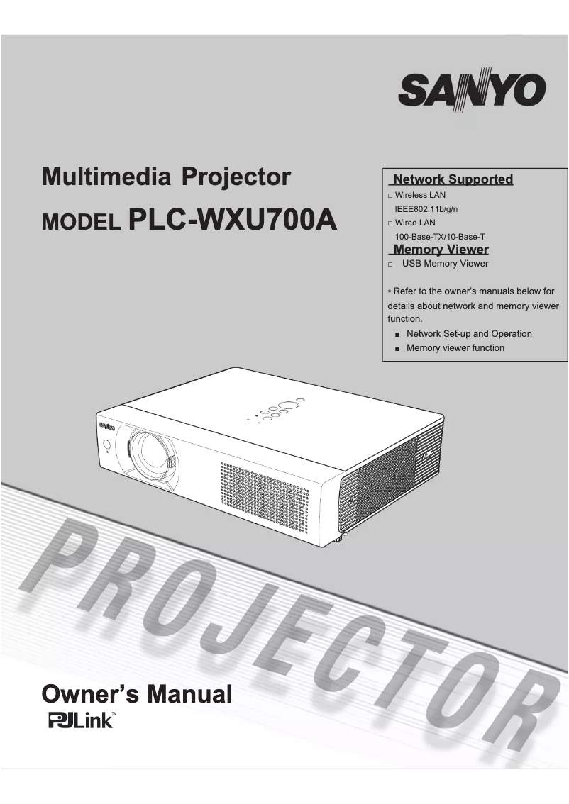 Page 1 de la notice Manuel utilisateur Sanyo PLC-WXU700A