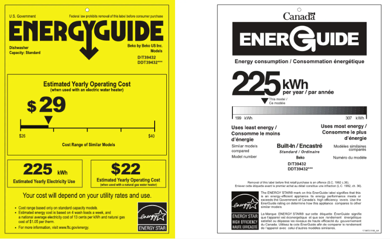 Page 1 de la notice Label énergétique Beko DDT39432XIH