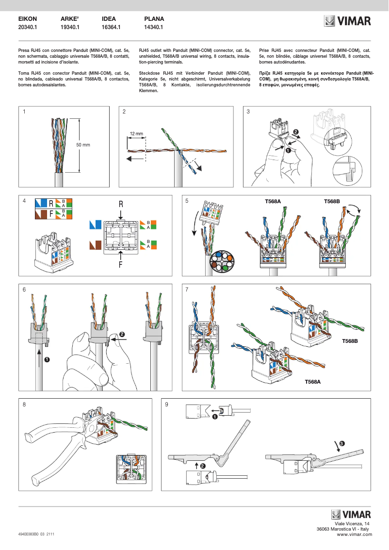 Page n°1 - Manuel utilisateur Vimar 14340.1