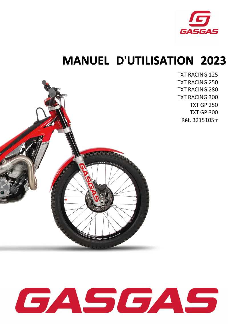 Page 1 de la notice Manuel utilisateur GasGas TXT Racing 280 (2023)