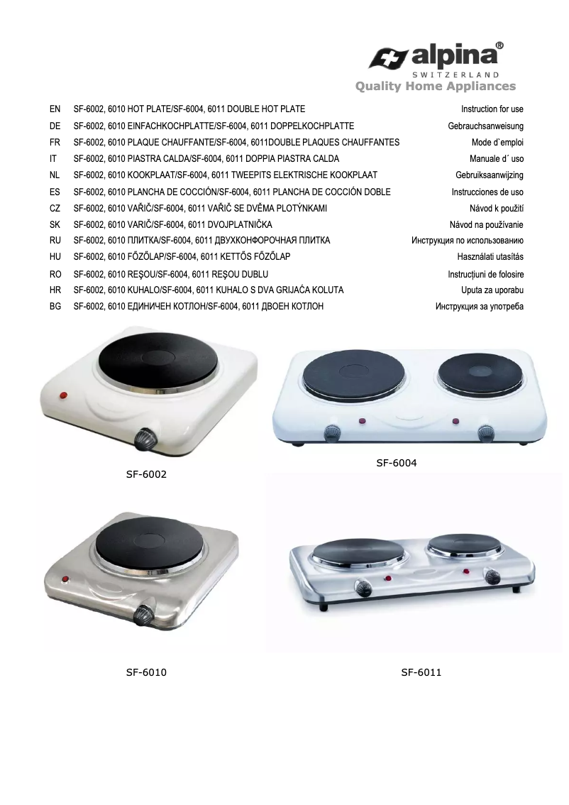 Page n°1 - Manuel utilisateur Alpina SF-6011 S