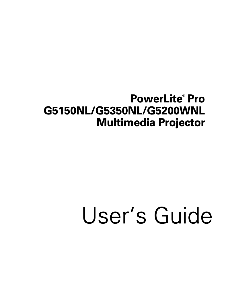 Page 1 de la notice Manuel utilisateur Epson PowerLite Pro G5150NL
