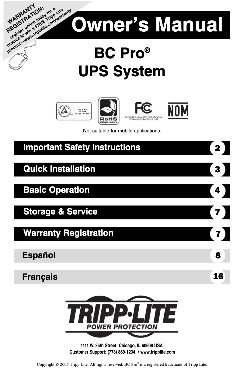 Page 1 de la notice Manuel utilisateur Tripp Lite Internet Office
