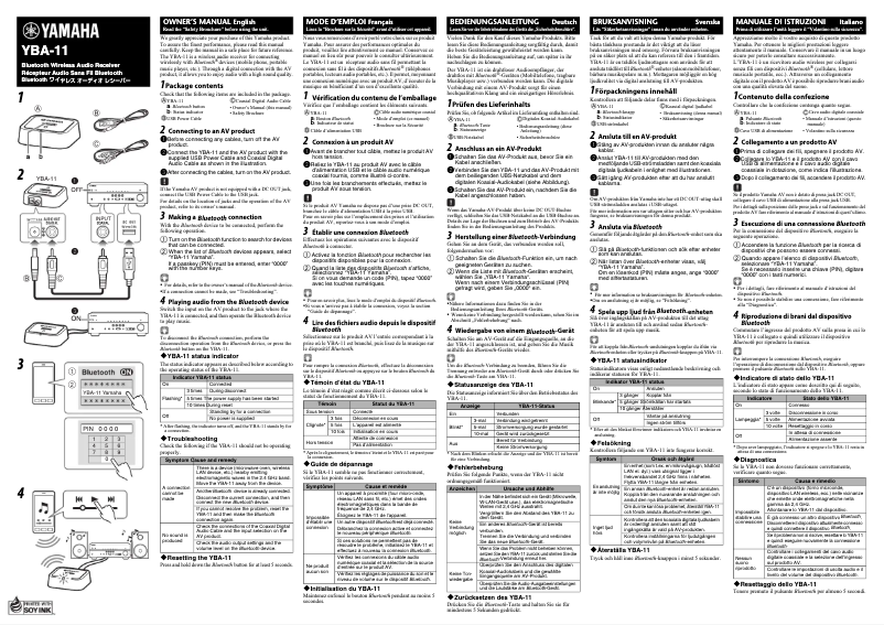 Page n°1 - Manuel utilisateur Yamaha YBA-11