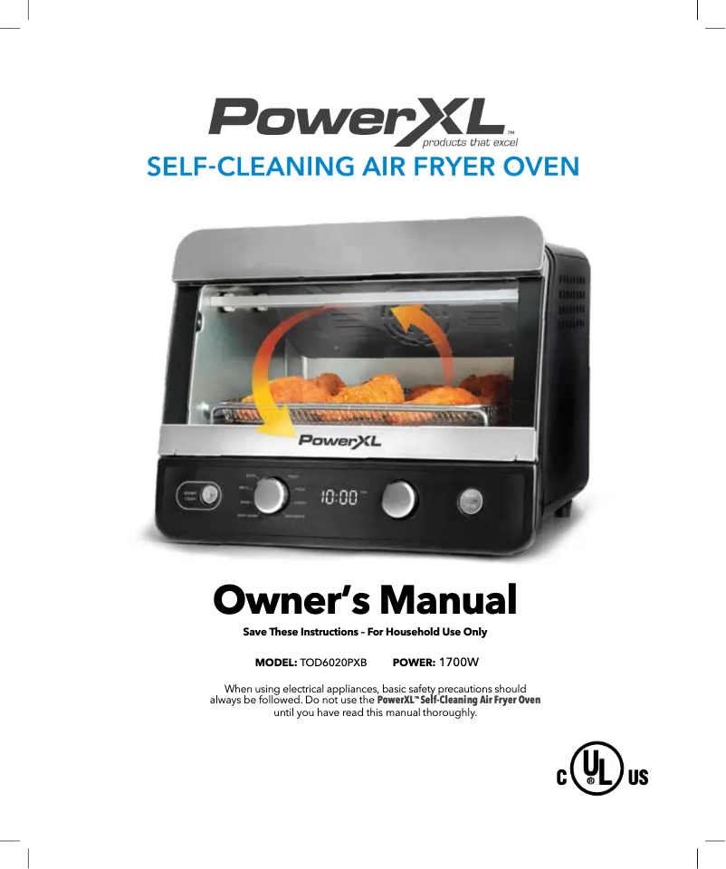 Page n°1 - Manuel utilisateur PowerXL Self Cleaning Air Fryer Oven TOD602BDIS