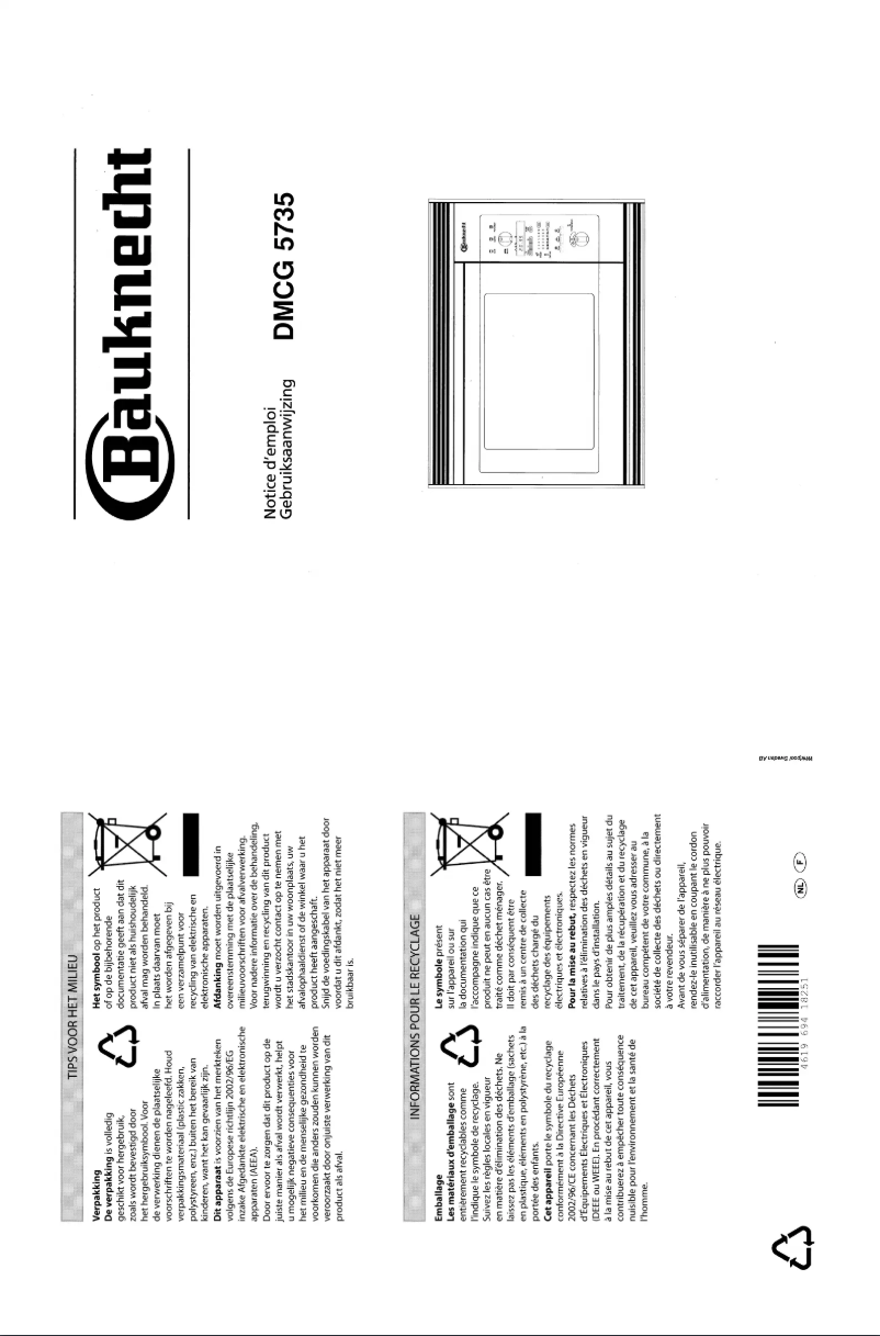 Page 1 de la notice Manuel utilisateur Bauknecht DMCG 5735 AL