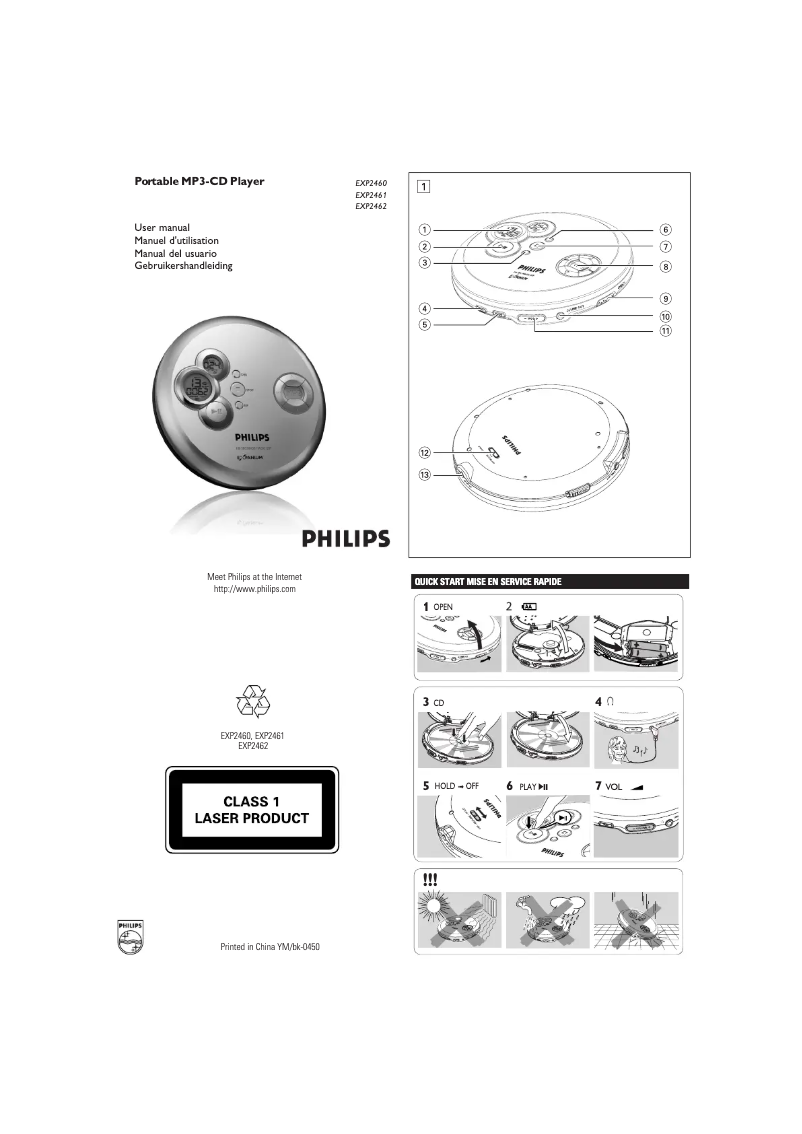 Page 1 de la notice Manuel utilisateur Philips EXP2460