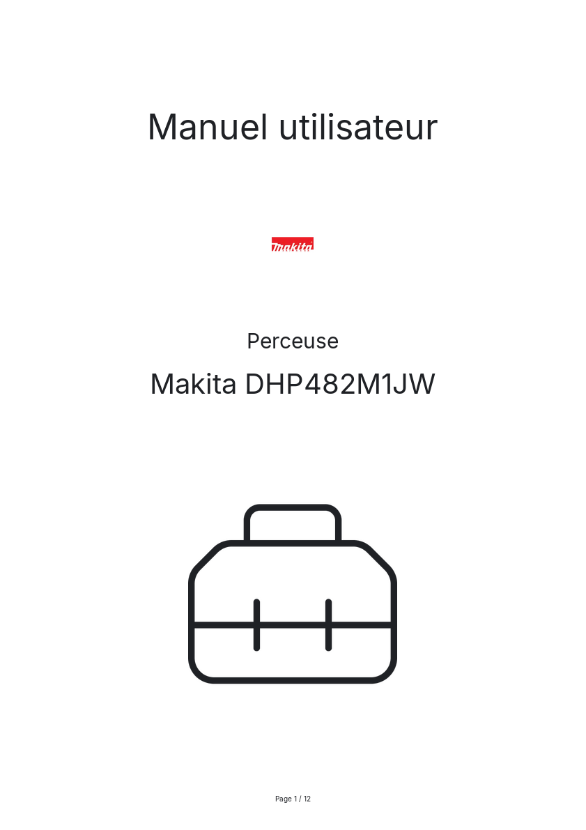 Page n°1 - Manuel utilisateur Makita DHP482M1JW