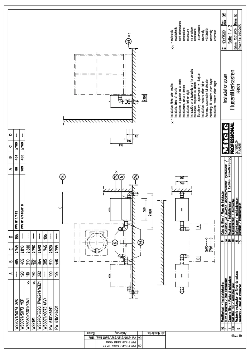 Page n°1 - Manuel utilisateur Miele FFK 01