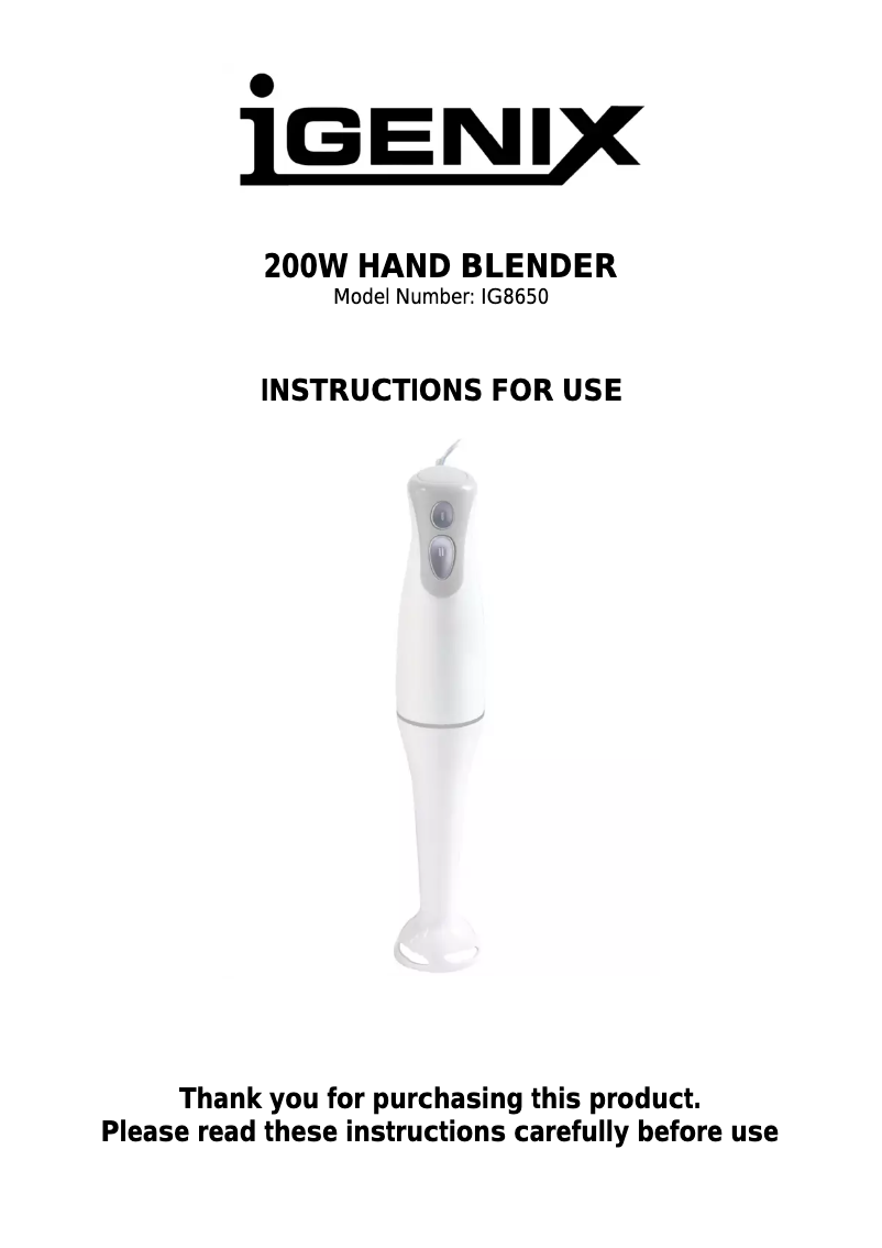 Imagen de la primera página del manual del dispositivo IG8650