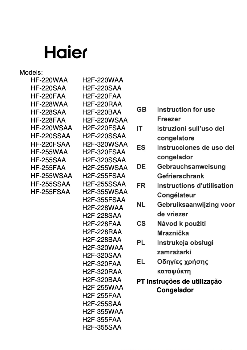 Page 1 de la notice Label énergétique Haier H2F-320SF