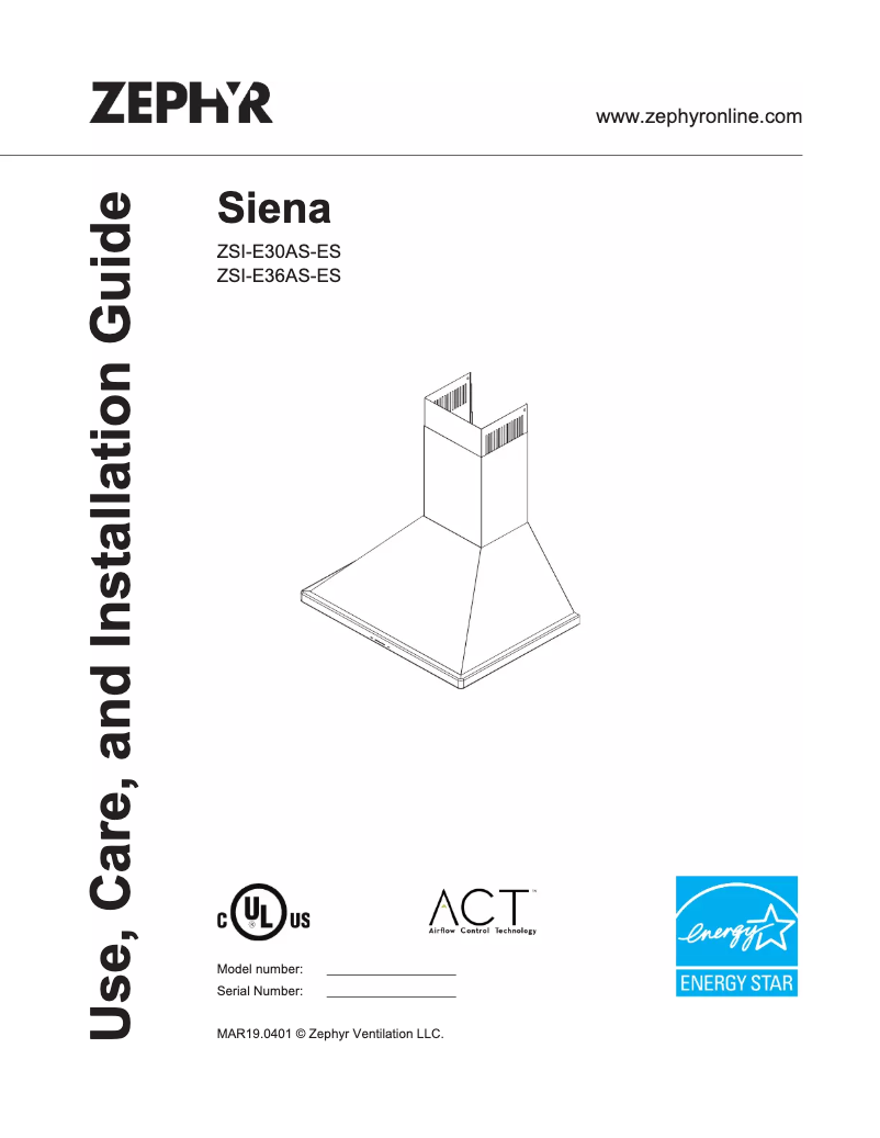 Image de la première page du manuel de l'appareil Siena ZSI-E36AS-ES