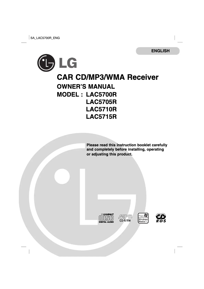 Page 1 de la notice Manuel utilisateur LG LAC5700R