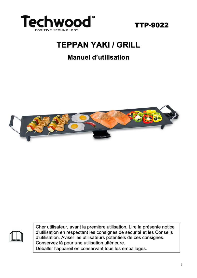Page 1 de la notice Manuel utilisateur Techwood TTP-2343