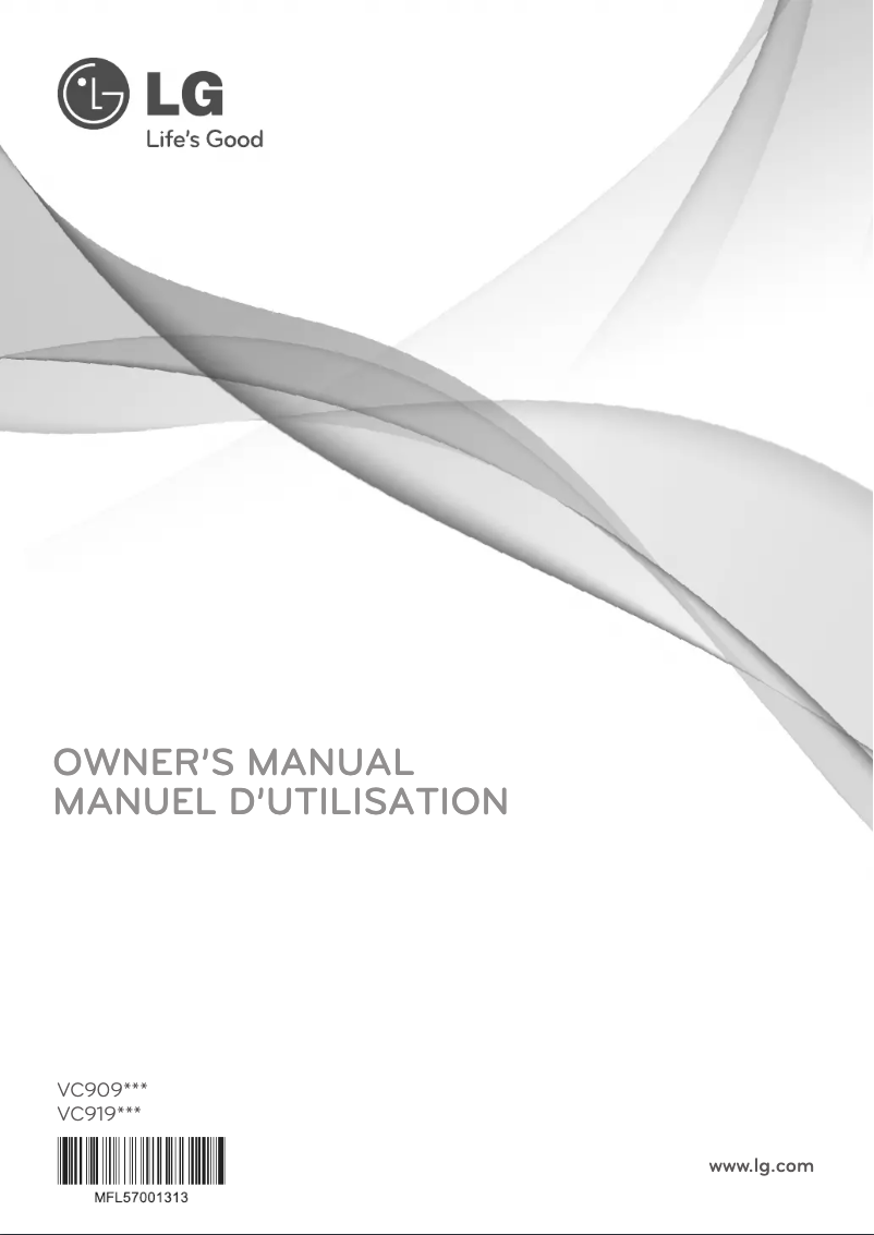 Page 1 de la notice Manuel utilisateur LG VC9093S