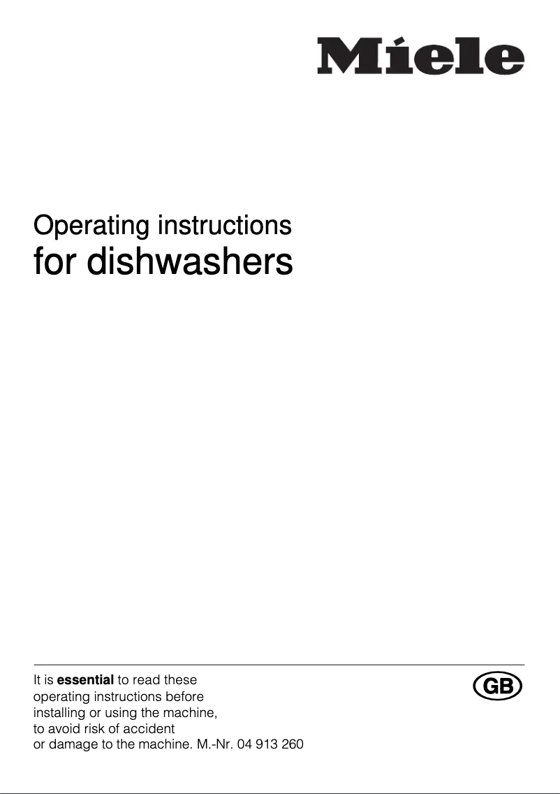 Page 1 de la notice Manuel utilisateur Miele G 307