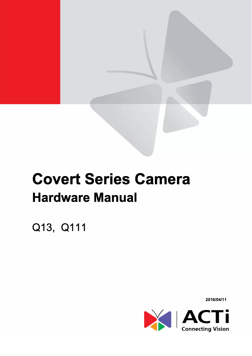 Page n°1 - Manuel utilisateur ACTi Q13