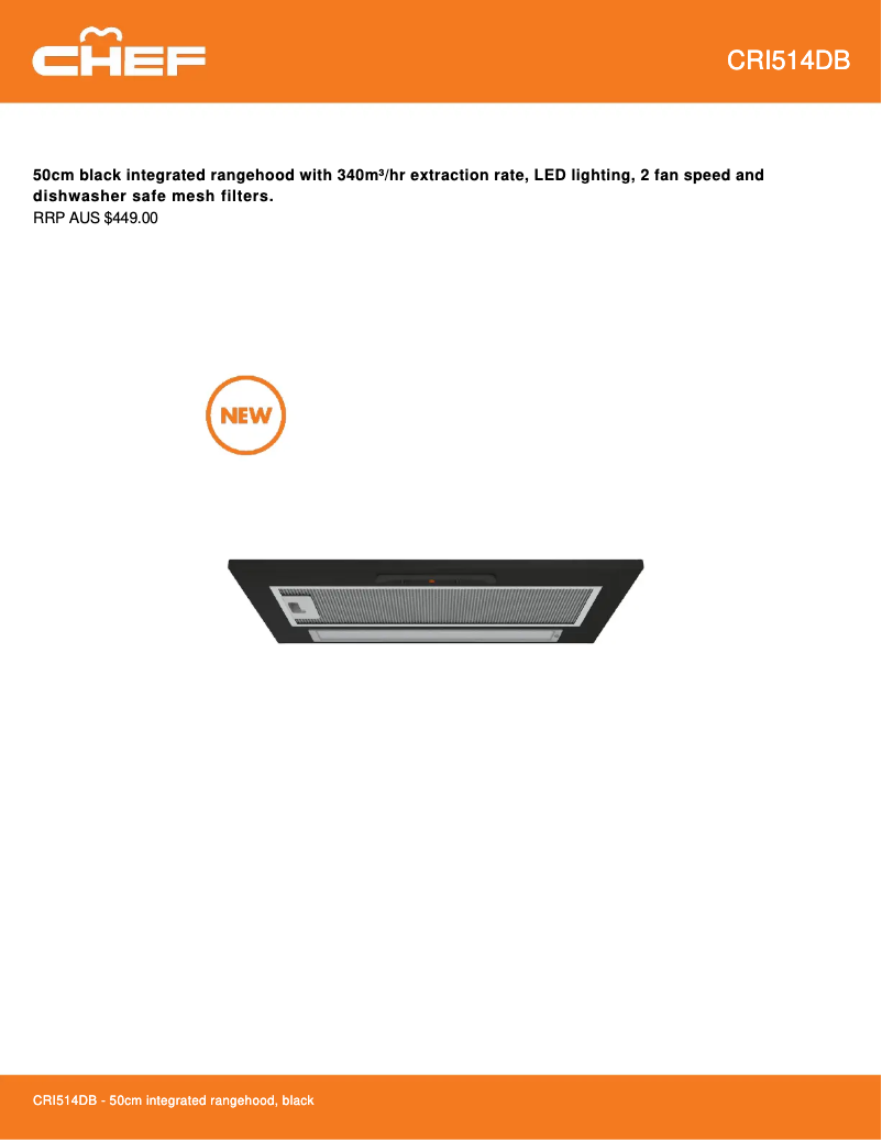 Página 1 del manual Ficha técnica Chef CRI514DB