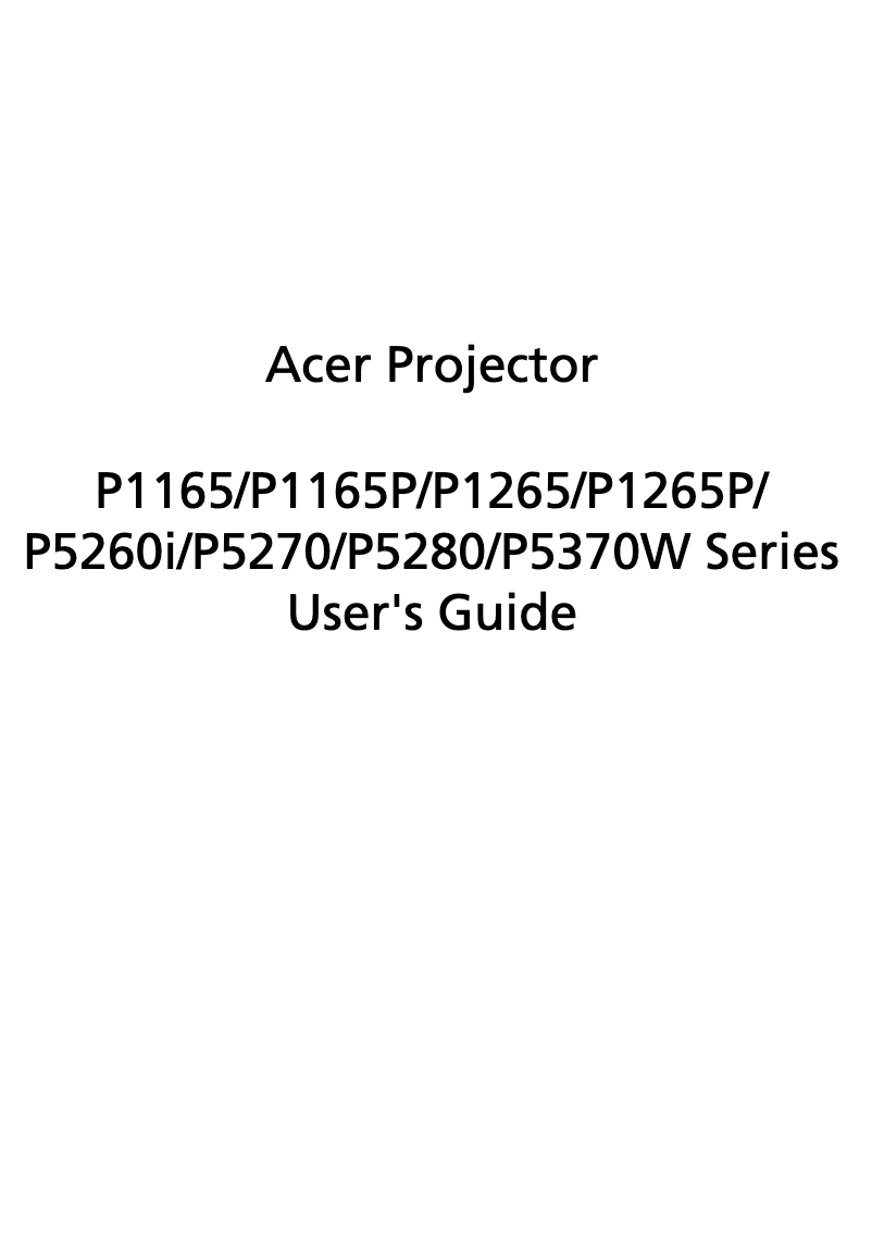Page n°1 - Manuel utilisateur Acer P1265