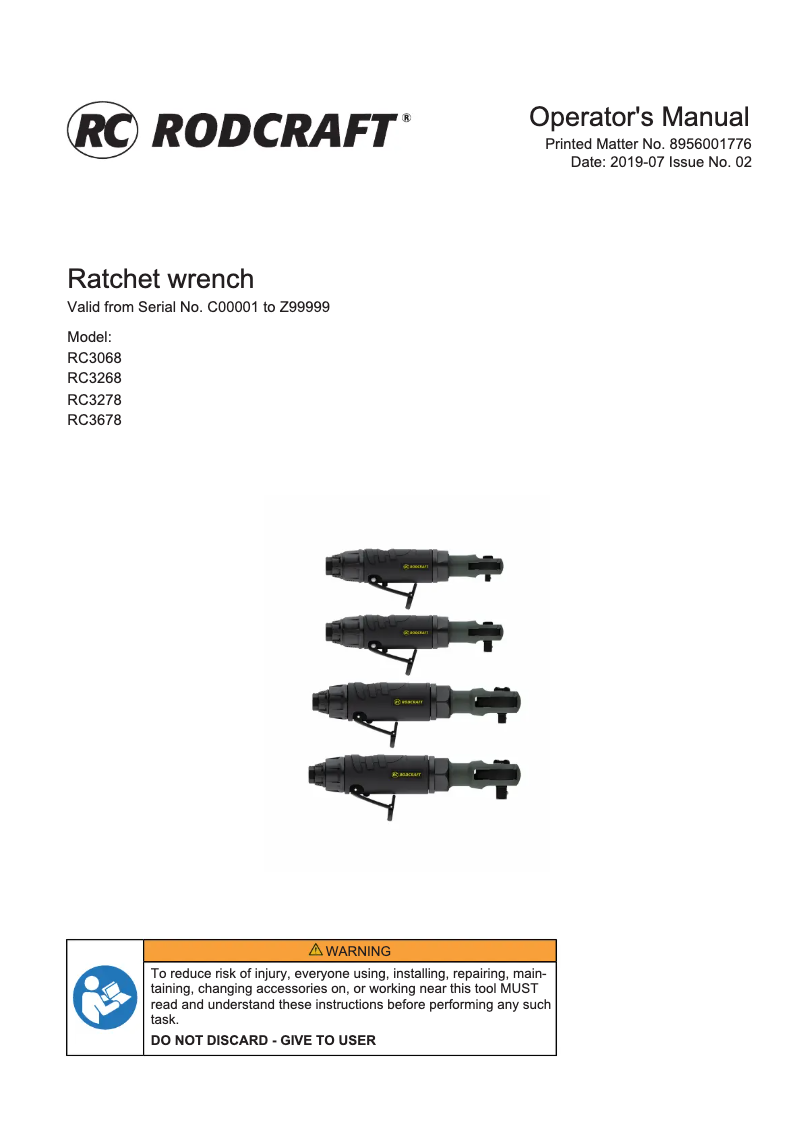 Page n°1 - Manuel utilisateur Rodcraft RC3268