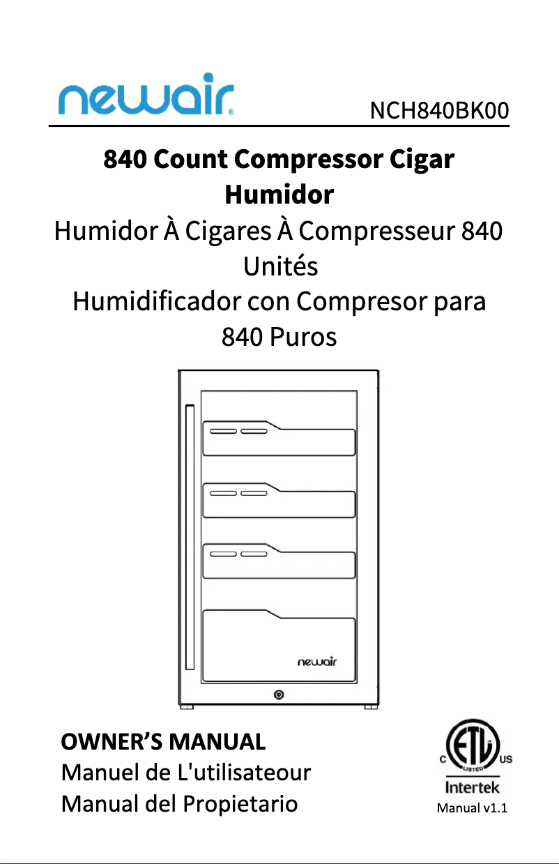 Page 1 de la notice Manuel utilisateur NewAir NCH840BK00