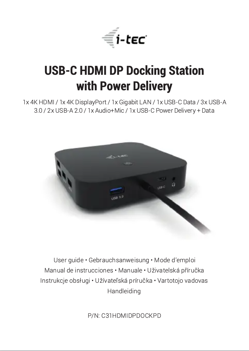 Page 1 de la notice Manuel utilisateur i-TEC C31HDMIDPDOCKPD65