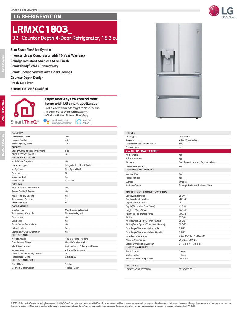 Imagen de la primera página del manual del dispositivo LRMXC1803S