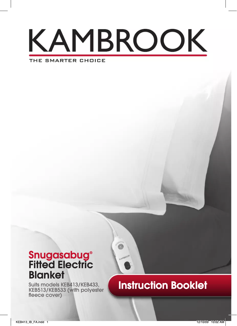 Page n°1 - Manuel utilisateur Kambrook Snugasabug Fitted KEB412