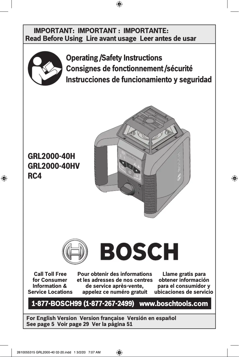 Page 1 de la notice Manuel utilisateur Bosch LR20