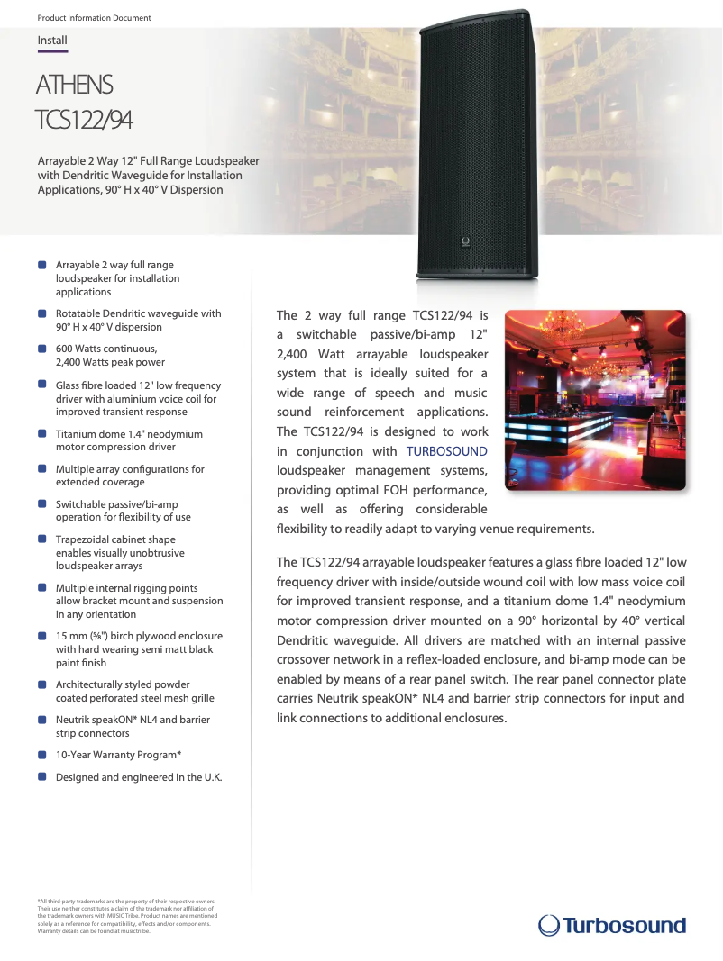 Imagen de la primera página del manual del dispositivo TCS122/94