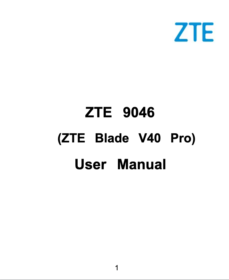 Page n°1 - Manuel utilisateur ZTE Blade V40 Pro