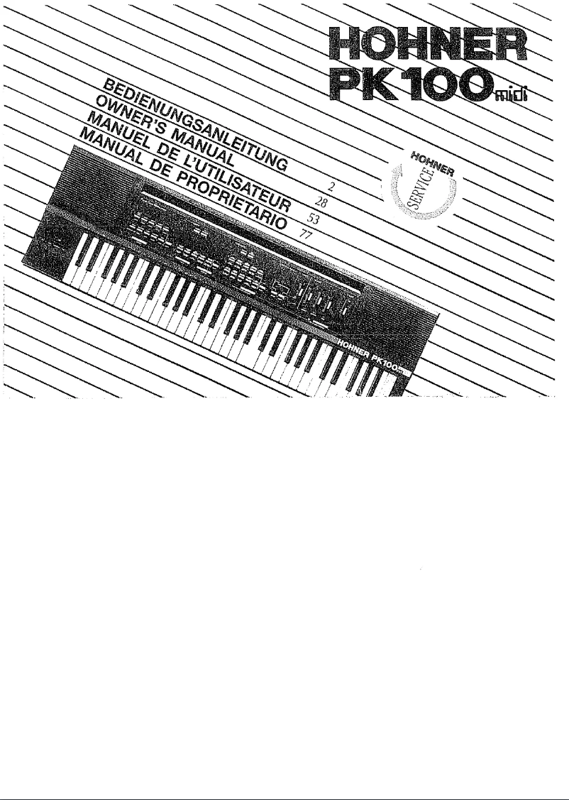 Página 1 del manual Manual de usuario Hohner PK 100 Midi