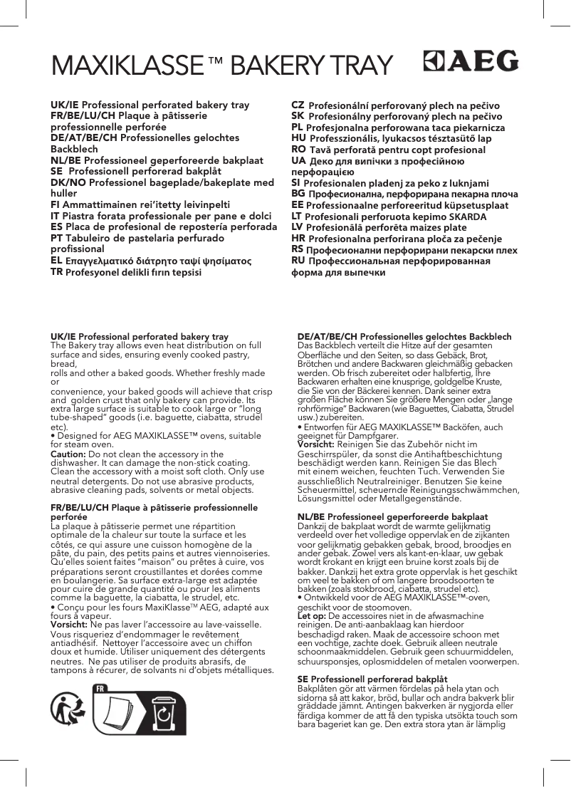 Page 1 de la notice Manuel utilisateur AEG A9OZBT10