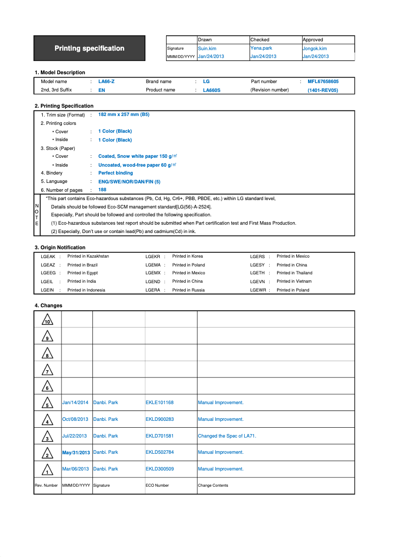 Page n°1 - Manuel utilisateur LG 39LA620V