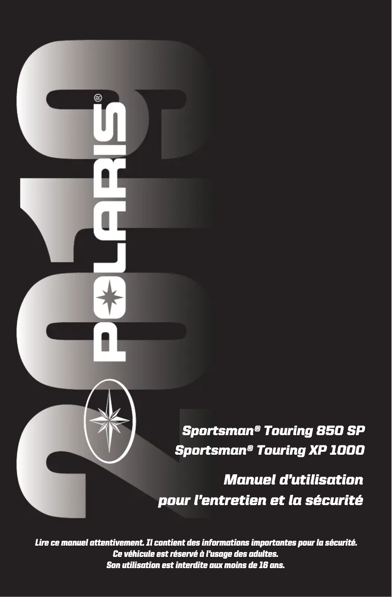 Image de la première page du manuel de l'appareil Sportsman Touring XP 1000 (2019)