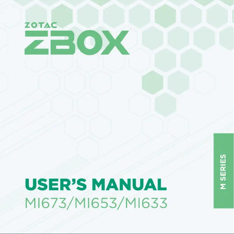 Page 1 de la notice Manuel utilisateur Zotac ZBOX MI653
