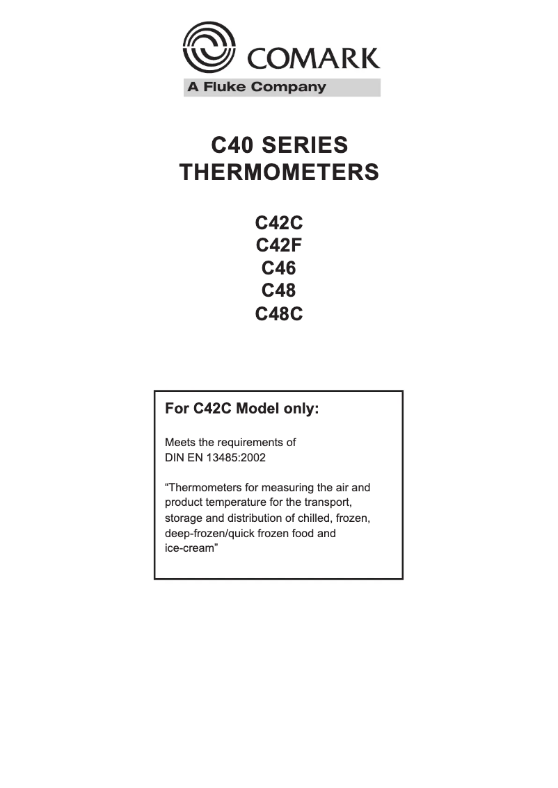 Page 1 de la notice Manuel utilisateur Comark C46