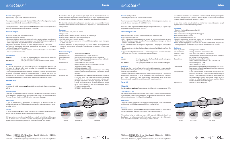 Page 1 de la notice Manuel utilisateur Axapharm Axaclear