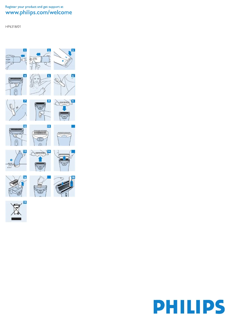 Image de la première page du manuel de l'appareil Ladyshave Double Contour HP6318