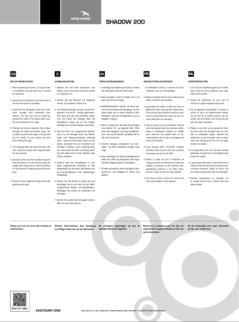 Página 1 del manual Manual de usuario Easy Camp Go Shadow 200