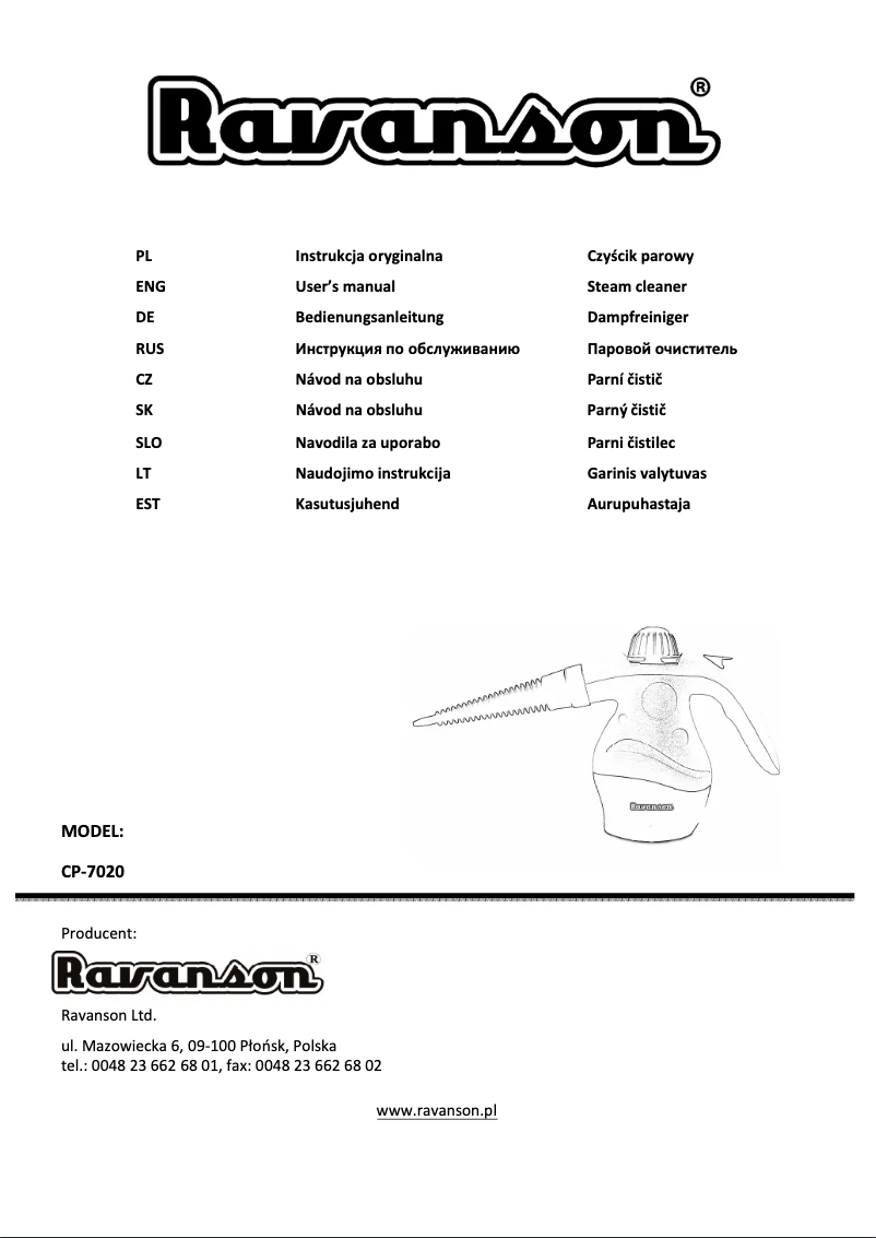 Page n°1 - Manuel utilisateur Ravanson CP-7020