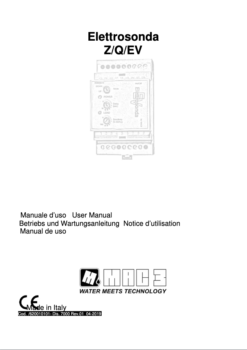 Page n°1 - Manuel utilisateur Vemer Elettrosonda Q