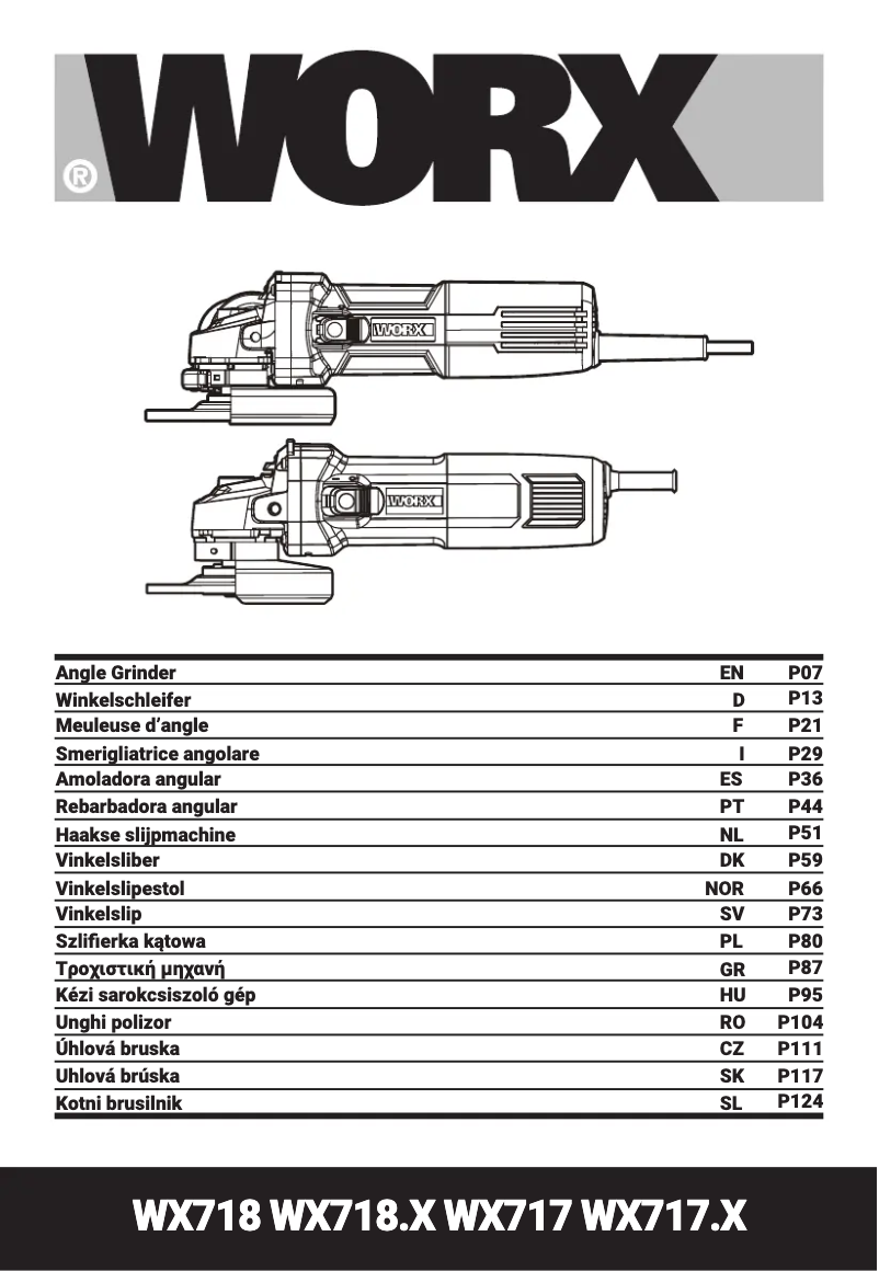 Page 1 de la notice Manuel utilisateur Worx WX717