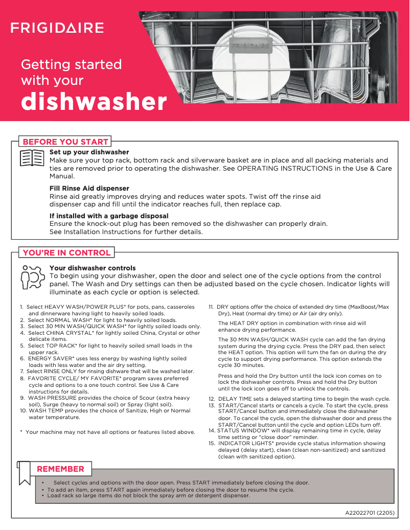 Page n°1 - Guide de démarrage rapide Frigidaire FDPH4316AB