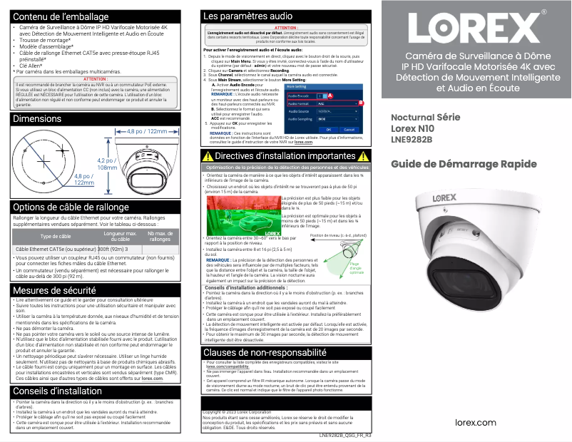 Page n°1 - Manuel utilisateur Lorex LNE9292
