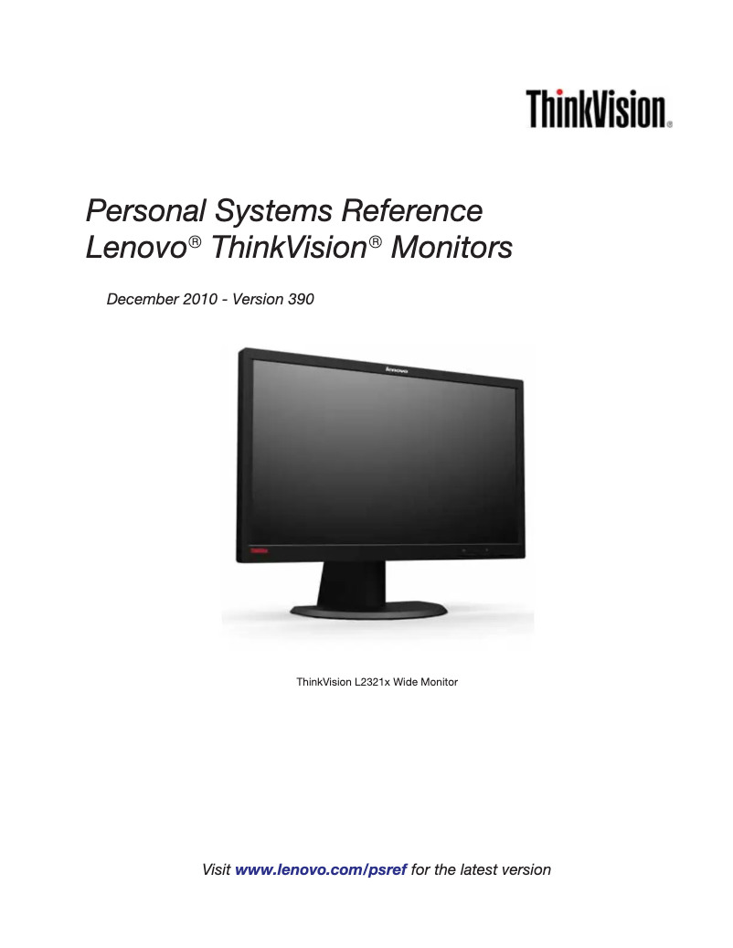 Page n°1 - Manuel utilisateur Lenovo ThinkVision L2230x
