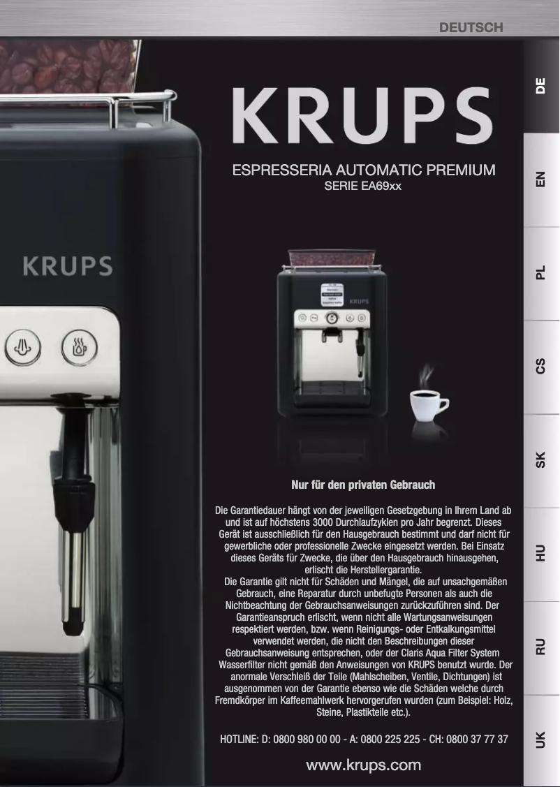 Page 1 de la notice Manuel utilisateur Krups EA693E