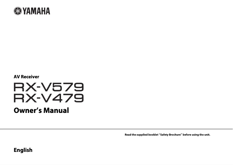 Page 1 of the manual Instruction Manual Yamaha RX-V579