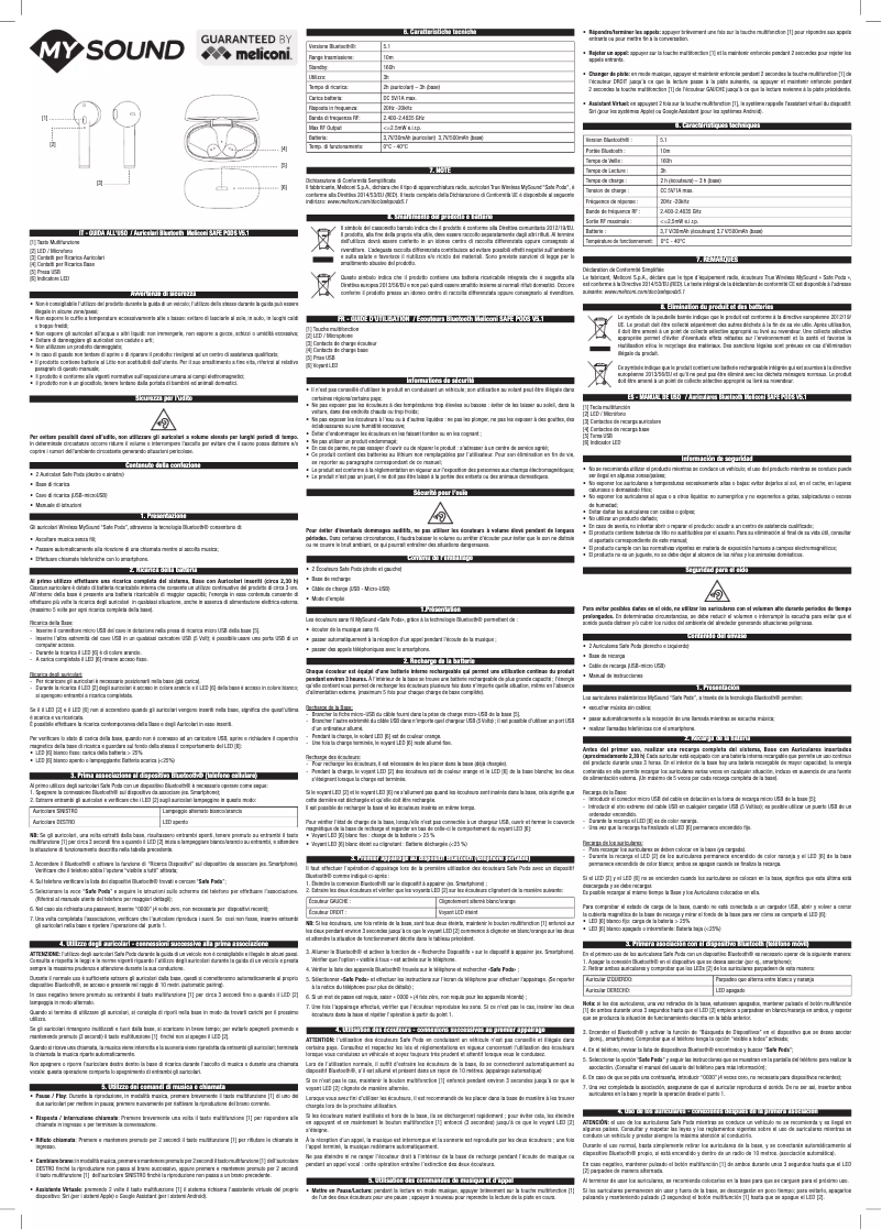 Page 1 de la notice Manuel utilisateur Meliconi MySound SAFE PODS 5.1