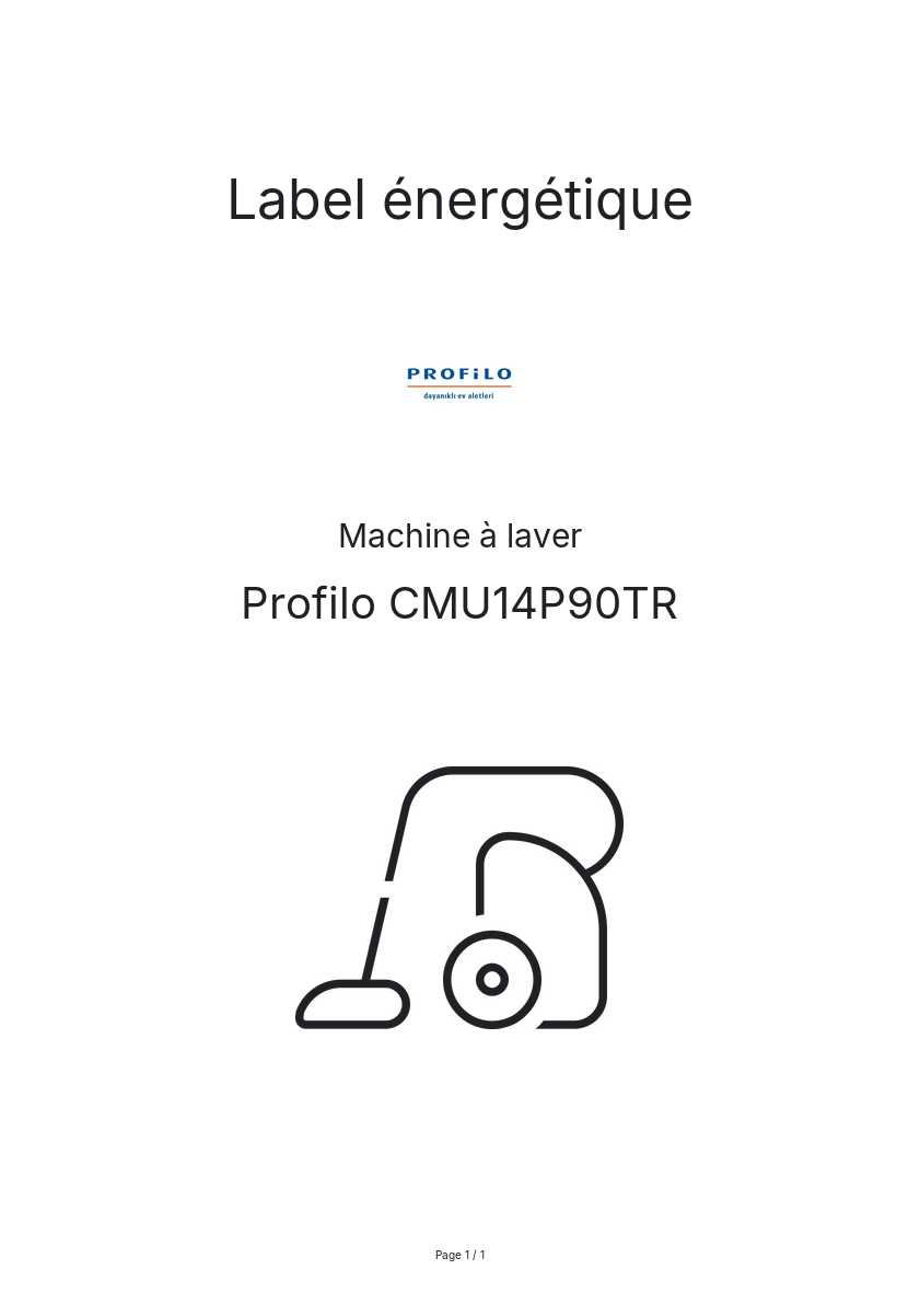 Page n°1 - Label énergétique Profilo CMU14P90TR